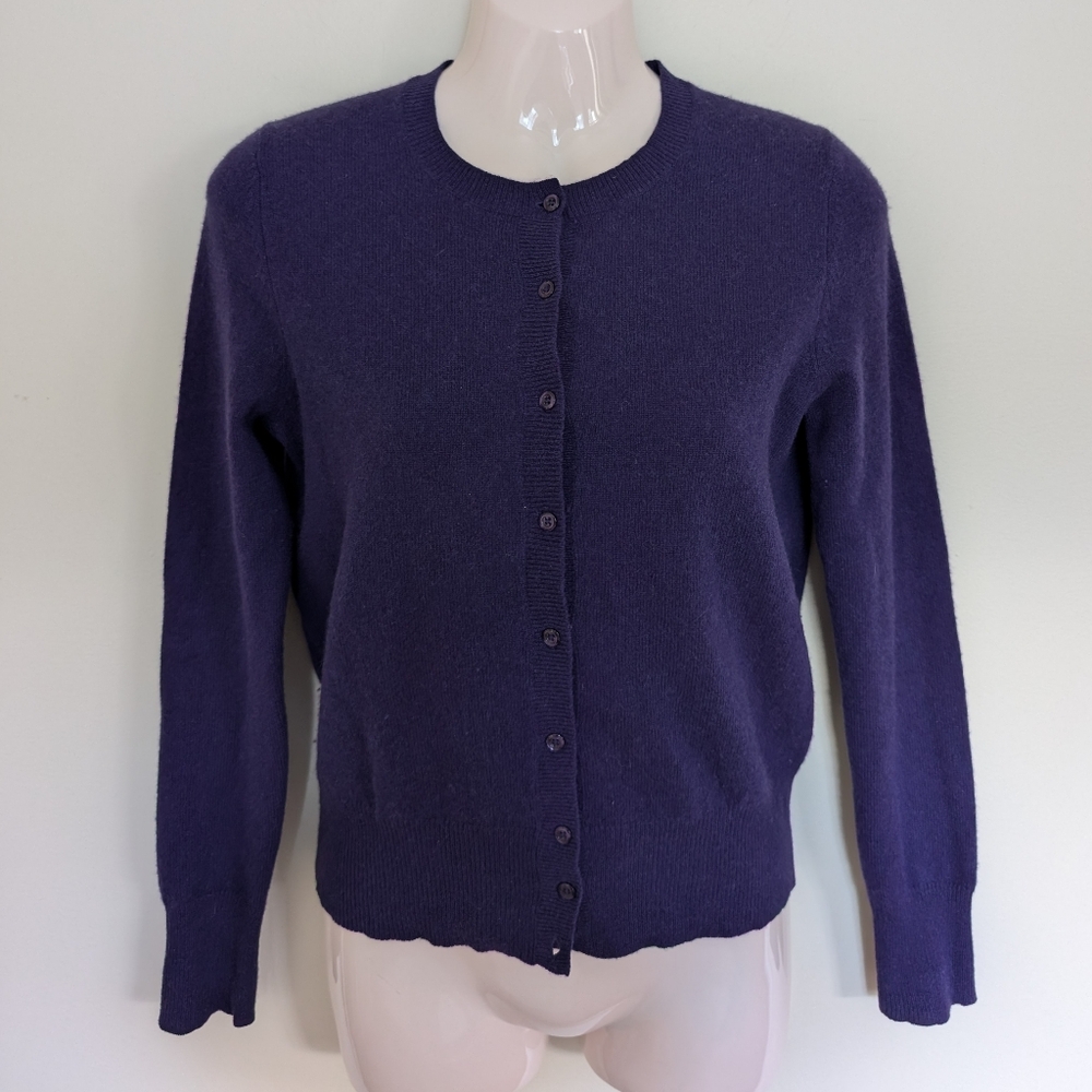 Lord & Taylor 100% Cashmere Knit Cardigan Sweater XS Purple